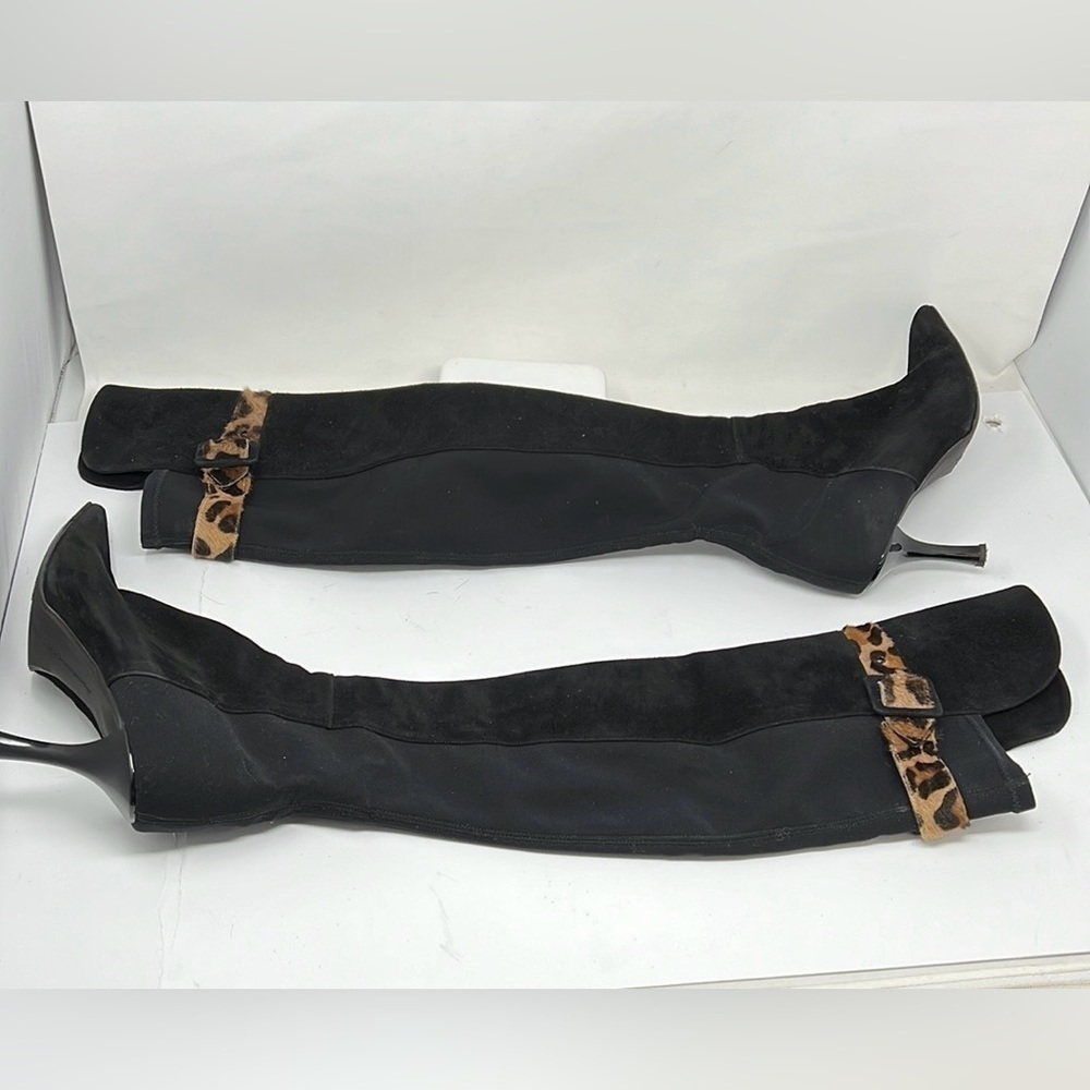 Stuart Weitzman Sz 10.5 Suede Neoprene Over-The-Knee Heel Boots